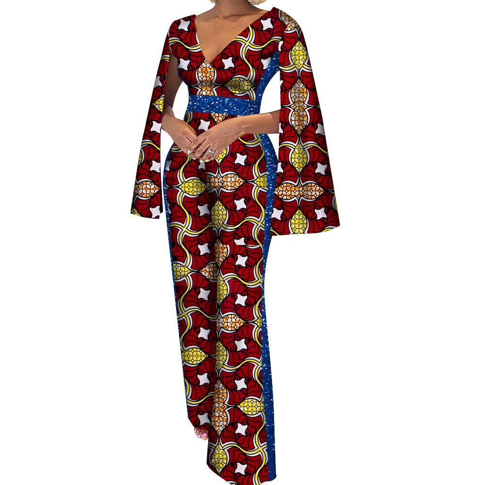 Jumpsuit aus Baumwolle mit ethnischem Batik-Print für Damen