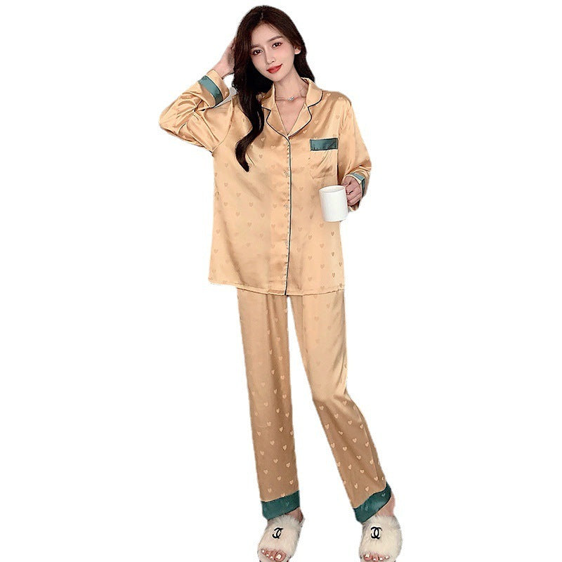 Pijama de seda de hielo traje fino para mujer