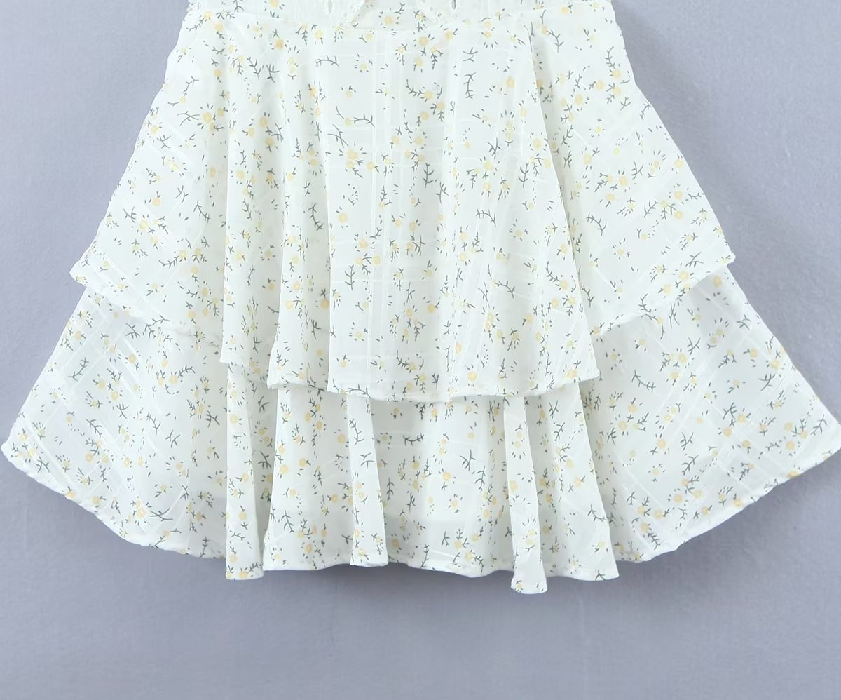 Early Spring New Lace Embroidered Printed Tight Waist Dress V-neck Backless Skirt