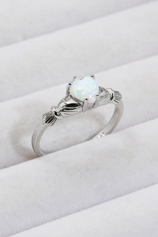 Herz-Opal-Ring aus 925er-Sterlingsilber