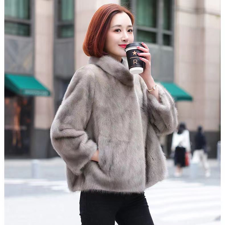 Fashion Casual Stand Collar Thickened Warm Mink Fur Short Coat