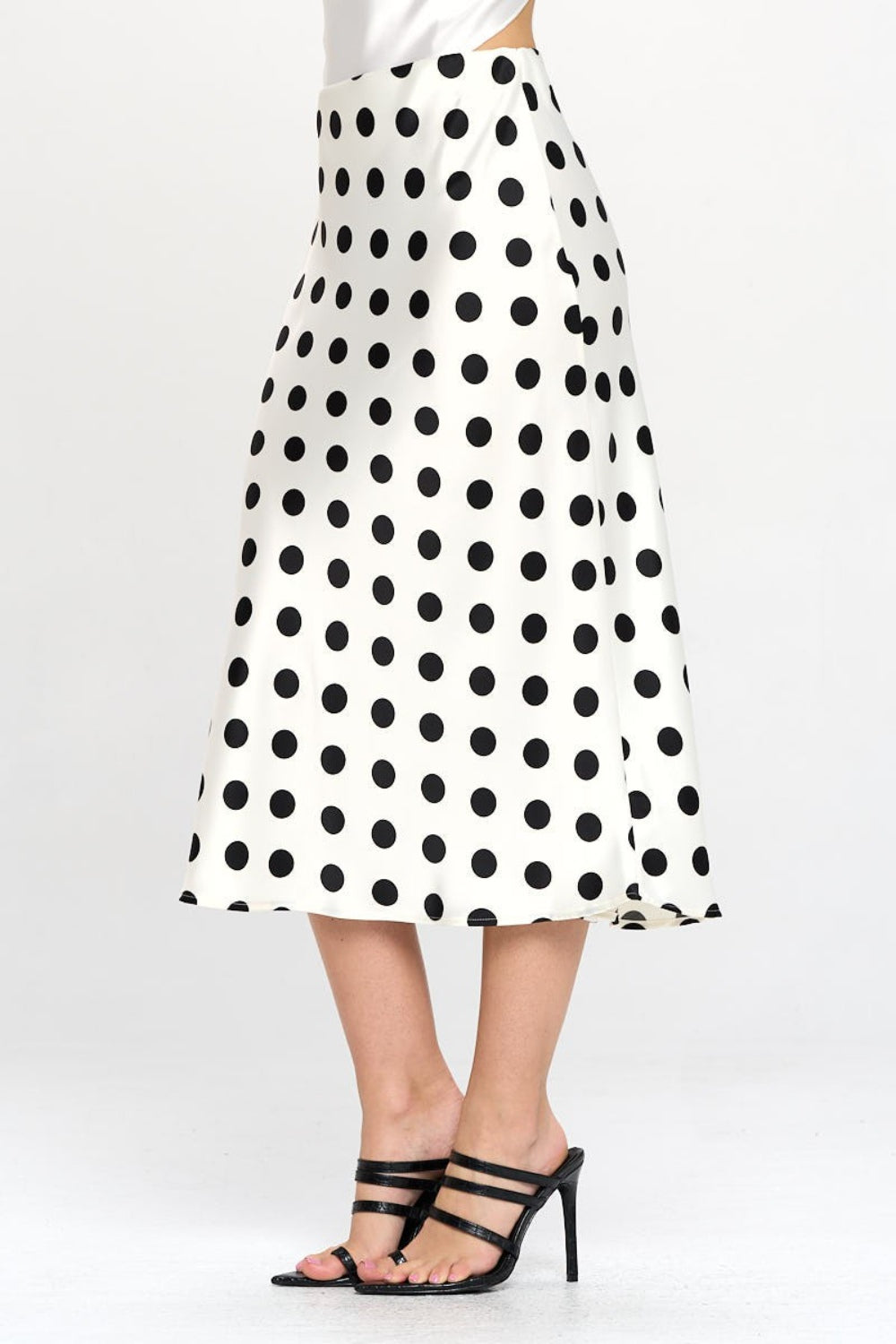 RENEE C Polka Dot Satin Midirock