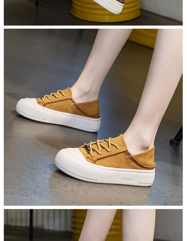 Female Cowhide Platform Soft Bottom Casual Shoes