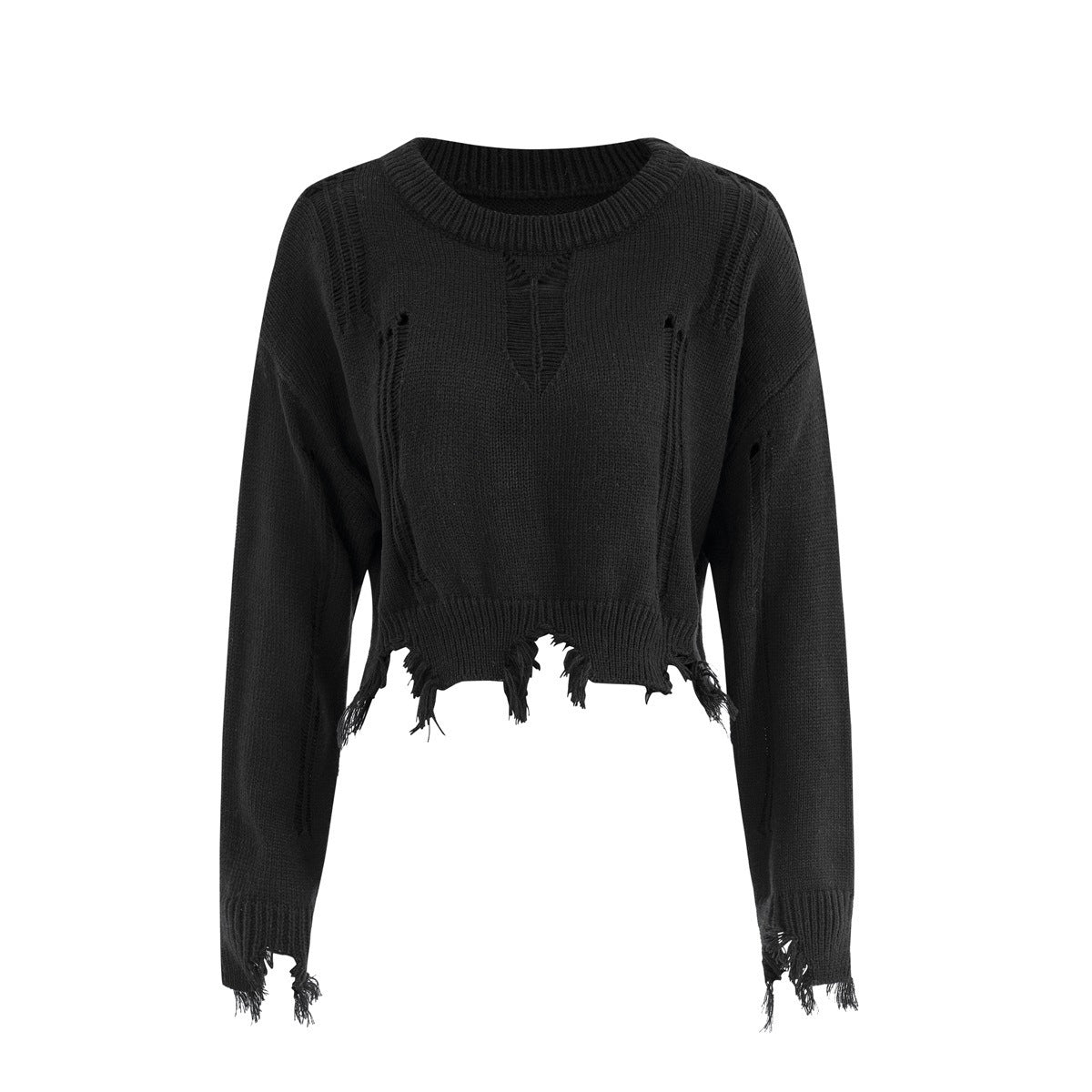 Lochschnitt Unregelmäßig Spezieller Trendy Style Kurzer Pullover